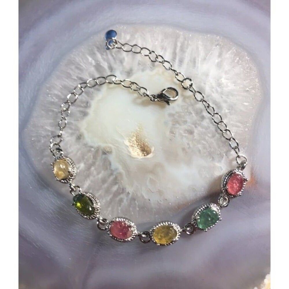 Very Pretty Free Form Mixed Tourmaline Bracelet